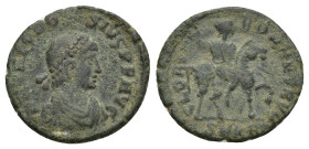Theodosius I. A.D. 379-395. Æ (15mm, 2.2 g). Cyzicus, A.D. 392-395. D N THEO-DOSIVS P F AVG, diademed, draped and cuirassed bust of Theodosius I right...