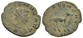Gallienus. 253-268 AD. Antoninianus, (22mm, 3.5 g) c. 267-8 AD. Obv: GALLIENVS AVG Bust radiate, cuirassed right, seen from front. Rx: IOVI CONS AVG G...