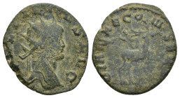 Gallienus (253-268), Antoninianus, Rome, AD 253-268; AE (19mm, 3.1 g); GALLIENVS AVG, radiate head r., Rv. DIANAE CONS AVG, Stag walking r.