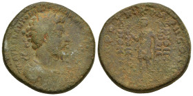 Marcus Aurelius. Æ Sestertius (32mm, 29 g), AD 161-180. Rome, AD 164/5. M AVREL ANTONINVS AVG ARMENIACVS P M, laureate and cuirassed bust of Marcus Au...