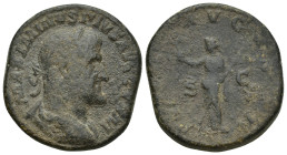 Maximinus I 'Thrax'. A.D. 235-238. Æ sestertius (28mm, 21.8 g). Rome, A.D. 236-238. MAXIMINVS PIVS AVG GERM, laureate, draped and cuirassed bust of Ma...