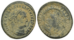 Licinius I. A.D. 308-324. AE uniface, follis (23mm, 4 g). IMP C VAL LICIN LICINIVS P F AVG, laureate head right.