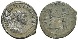 AURELIAN. Antoninian. (22mm, 3.8 g). 275 AD Antioch. Anv: Bust radiated and with breastplate of Aureliano on the right, around legend: IMP C AVRELIANV...