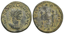 AURELIAN (270-275). Antoninianus. (22mm, 3.3 g) Antioch. Obv: IMP C AVRELIANVS AVG. Radiate and cuirassed bust right. Rev: RESTITVT ORBIS / XXI. Femal...