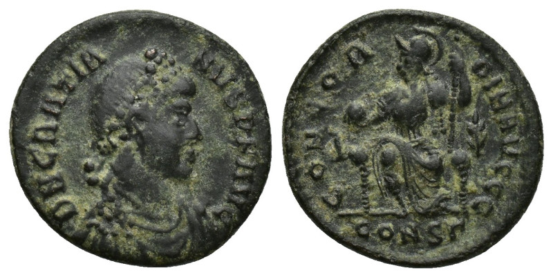 GRATIAN (367-383) AE follis (18mm, 2.4 g). Constantinople. DN GRATIANVS PF AVG D...