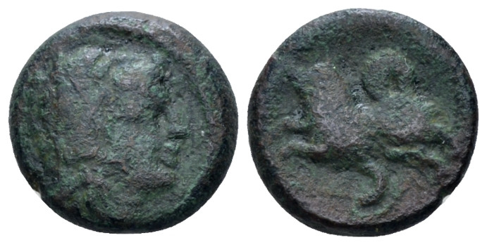 Etruria, Uncertain mint Bronze circa 300-250, Æ 14.00 mm., 2.47 g.
Head of Herc...