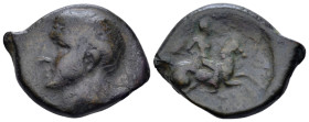 Apulia, Canusium Bronze circa 225-210 - According to Rutter in Historia Numorum Italy the male head on obv., could be identified with Scipio Africanus...