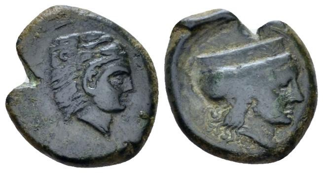 Sicily, Himera as Thermai Himerensis Bronze circa 367-330, Æ 15.00 mm., 2.96 g....