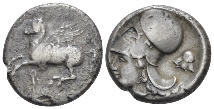 Corinthia, Corinth Stater circa 375-300, AR 19.00 mm., 8.23 g.
Pegasus flying l...