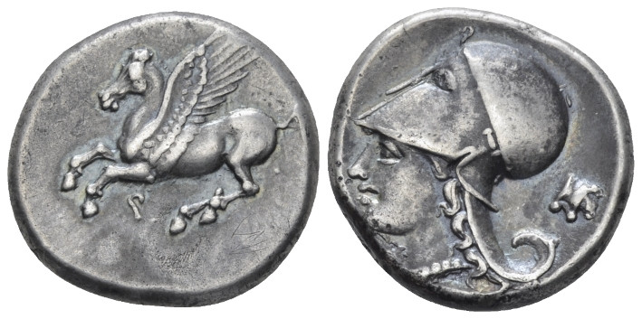Corinthia, Corinth Stater circa 350-300, AR 20.00 mm., 8.52 g.
Pegasus flying l...