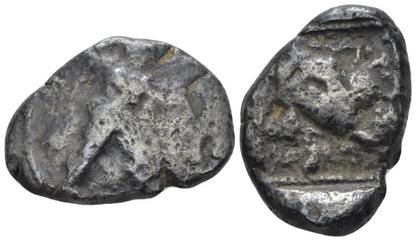 Cyprus, Citium Stater circa 449-425, AR 26.00 mm., 10.93 g.
Heracles in fightin...