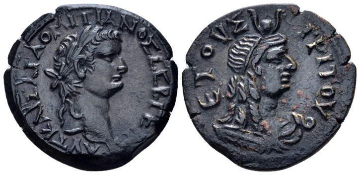 Egypt, Alexandria Domitian, 81-96 Diobol circa 83-84 (year 3), Æ 25.40 mm., 8.06...