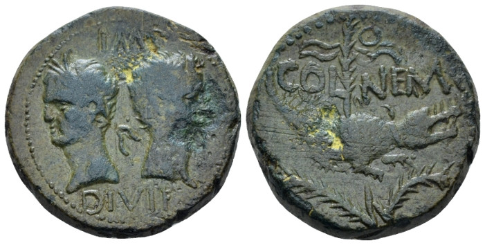 Octavian as Augustus, 27 BC – 14 AD As Nemausus circa 16/15 (?) – 10 BC, Æ 25.00...