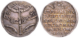 FERDINAND III (1637 - 1657)
 Silver jeton Coronation of Ferdinand IV as Roman King in Regensburg 1653 19 mm, Ag 900/1000, Mont 846 1.17 g. EF | EF , ...
