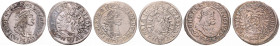 LEOPOLD I (1657 - 1705)
 Lot 3 coins - 6 Kreuzer 1661 KB, 1671 KB and 1674 9.12 g. about EF | about EF