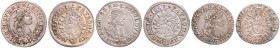 LEOPOLD I (1657 - 1705)
 Lot 3 coins - 6 Kreuzer 1667 KB, 1671 KB and 1673 KB KB KB 8.30 g. about EF | about EF