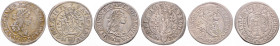 LEOPOLD I (1657 - 1705)
 Lot 3 coins - 6 Kreuzer 1669 KB, 1673 KB and 1688 9.11 g. about EF | about EF