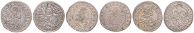 LEOPOLD I (1657 - 1705)
 Lot 3 coins - 3 Kreuzer 1661 KB, 1676 and 1699 5.01 g. about EF | about EF