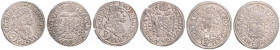 LEOPOLD I (1657 - 1705)
 Lot 3 coins - 3 Kreuzer 1672, 1663 KB and 1670 4.96 g. about EF | about EF
