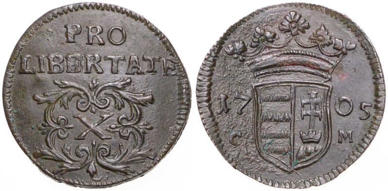 LEOPOLD I (1657 - 1705) - FRANZ II RAKOCZI (1703 - 1711)
 10 Poltura 1705 CM CM...