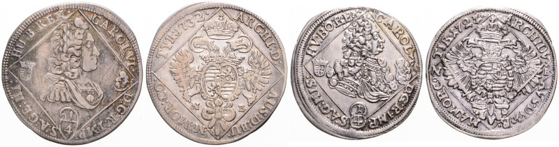 CHARLES VI (1711 - 1740)
 Lot 2 coins - 1/4 Thaler 1727 NB and 1732 NB NB NB 13...