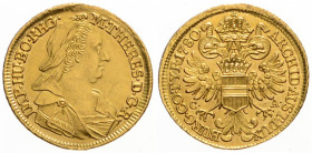 MARIA THERESA (1740 - 1780)
 1 Ducat 1780 C. A. C. A. Her 119 3.47 g. VF | VF , stopa po oušku | trace of mounting