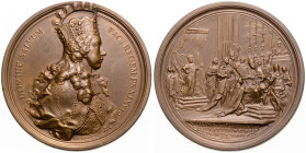 MARIA THERESA (1740 - 1780)
 AE medal Coronation of Joseph II as King of the Romans in Frankfurt (official restrike of HMA Vienna 1764/1914 50 mm, Kr...