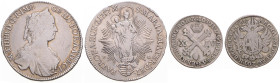 MARIA THERESA (1740 - 1780), JOSEPH II. (1765 - 1790)
 Lot 2 coins - 1/2 Thaler 1757 KB and 1/10 Thaler 1789 16.37 g. VF | VF