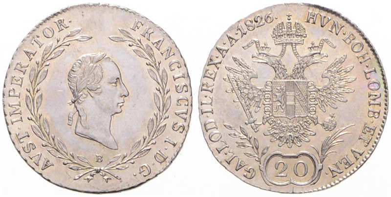 FRANCIS II / I (1792 - 1806 - 1835)
 20 Kreuzer 1826 B B. Früh 356 6.66 g. abou...