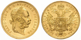 FRANZ JOSEPH I (1848 - 1916)
 1 Ducat 1914 Früh 1273 3.49 g. about UNC | about UNC