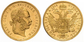 FRANZ JOSEPH I (1848 - 1916)
 1 Ducat 1914 Früh 1273 3.49 g. about UNC | about UNC