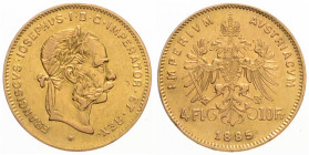 FRANZ JOSEPH I (1848 - 1916)
 4 Gulden 1885 Früh 1335 3.20 g. about EF | about EF
