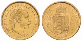 FRANZ JOSEPH I (1848 - 1916)
 4 Gulden 1870 KB KB. Früh 1743 3.20 g. about EF | about EF