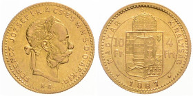 FRANZ JOSEPH I (1848 - 1916)
 4 Gulden 1887 KB KB. Früh 1761 3.20 g. about EF | about EF