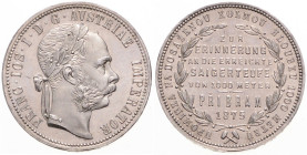 FRANZ JOSEPH I (1848 - 1916)
 1 Gulden Príbram 1875 Früh 1909 12.34 g. about UNC | UNC