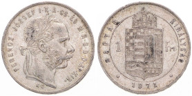FRANZ JOSEPH I (1848 - 1916)
 1 Forint 1871 KB KB. Früh 1775 12.33 g. EF | EF
