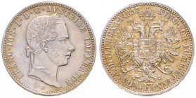 FRANZ JOSEPH I (1848 - 1916)
 1/4 Gulden 1857 A A. Früh 1513 5.35 g. about UNC | about UNC