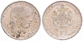 FRANZ JOSEPH I (1848 - 1916)
 1/4 Gulden 1860 B B. Früh 1530 5.35 g. about UNC | about UNC