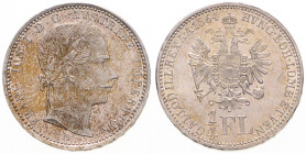 FRANZ JOSEPH I (1848 - 1916)
 1/4 Gulden 1864 A A. Früh 1543 5.34 g. about UNC | about UNC