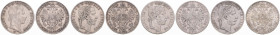 FRANZ JOSEPH I (1848 - 1916)
 Lot 4 coins - 1 Gulden 1858 M, 1866 A, 1868 A, 1869 A 48.84 g.