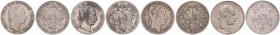 FRANZ JOSEPH I (1848 - 1916)
 Lot 4 coins - 1 Gulden 1859 M, 1871 A, 1872, 1873 48.83 g.
