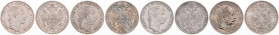 FRANZ JOSEPH I (1848 - 1916)
 Lot 4 coins - 1 Gulden 1859 V, 1863 A, 1870 A, 1873 49.07 g.