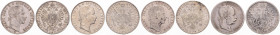 FRANZ JOSEPH I (1848 - 1916)
 Lot 4 coins - 1 Gulden 1862 A, 1863 A, 1873, 1859 M 49.16 g.