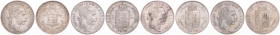 FRANZ JOSEPH I (1848 - 1916)
 Lot 4 coins - 1 Forint 1868 KB, 1876 KB, 1877 KB, 1878 KB KB KB 49.25 g.