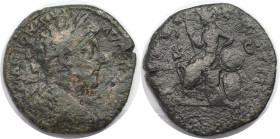 Römische Münzen, MÜNZEN DER RÖMISCHEN KAISERZEIT. Trajan (98-117 n. Chr). Dupondius. (19,30 g. 31 mm) Vs.: Belorbeerte Büste nach rechts. Rs.: Sitzend...