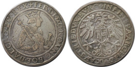 RDR – Habsburg – Österreich, RÖMISCH-DEUTSCHES REICH, HALL. Ferdinand I. 1/2 Taler ND (1522-64). Silber. Markl-1623. Sehr schön+, Herriche Patina...