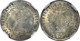 RDR – Habsburg – Österreich, RÖMISCH-DEUTSCHES REICH, WIEN. Franz II. (I.) (1792-1835). 5 Kreuzer 1815 A. Silber. KM 2122. NGS MS-63