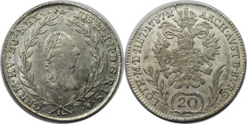 RDR – Habsburg – Österreich, RÖMISCH-DEUTSCHES REICH. Haus Habsburg. Joseph II. (1780-1790) als Alleinregent. 20 Kreuzer 1787 B, Kremnitz. Silber. Vor...