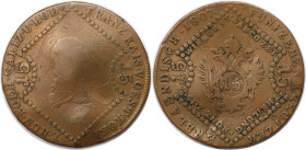RDR – Habsburg – Österreich, RÖMISCH-DEUTSCHES REICH. Franz II. (I.) (1792-1806-1835). 15 Kreuzer 1807 B, Kremnitz. Kupfer. Sehr schön, Gewelt, Berieb...