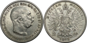 RDR – Habsburg – Österreich, KAISERREICH ÖSTERREICH. Österreich-Ungarn. Franz Joseph I. (1848-1916). 2 Kronen 1912. Silber. Jaeger 408. Fast Stempelgl...